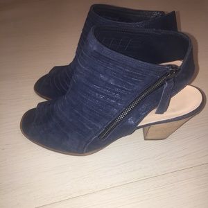 Paul Green Leather Peep Toe Sandals,Blue Metallic